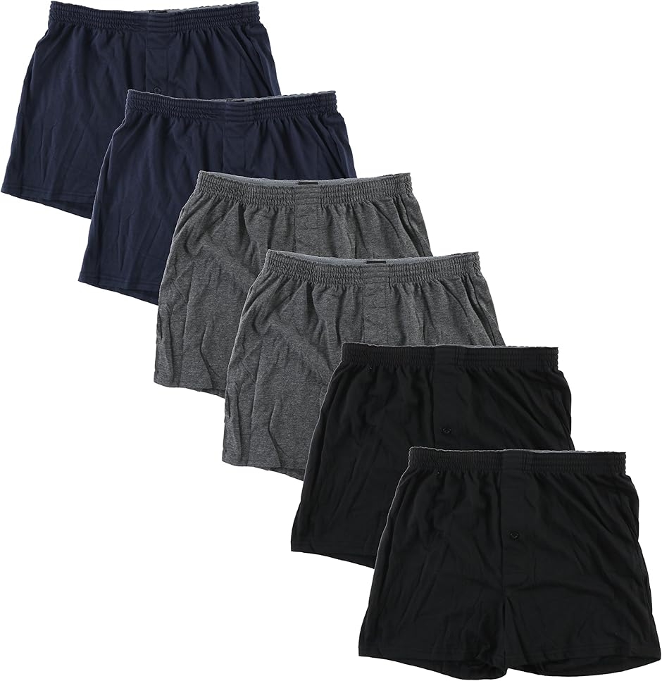 メンズ 無地 ニット トランクス 前開き セット パンツ 下着 ６枚セット Ａ(６枚セット　Ａ,  LL)