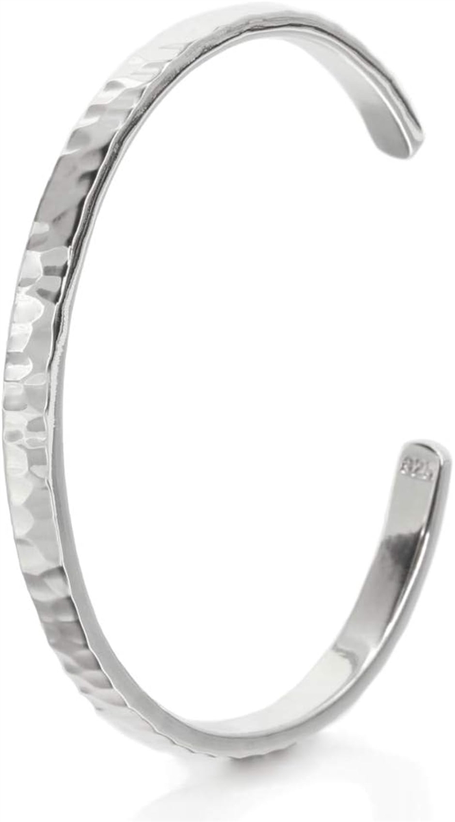 sterling silver スターリングシルバー　バングル　槌目 スターリング シルバー 925 ブレスレット 槌目 バングル メンズ 調節可