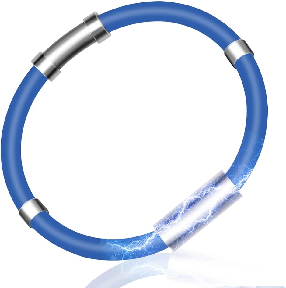 静電気除去 ブレスレット 静電気防止グッズ 静電気除去グッズ 静電気軽減 チタン 磁気 シリコンブレスレット 防水 (ブルー,  小)