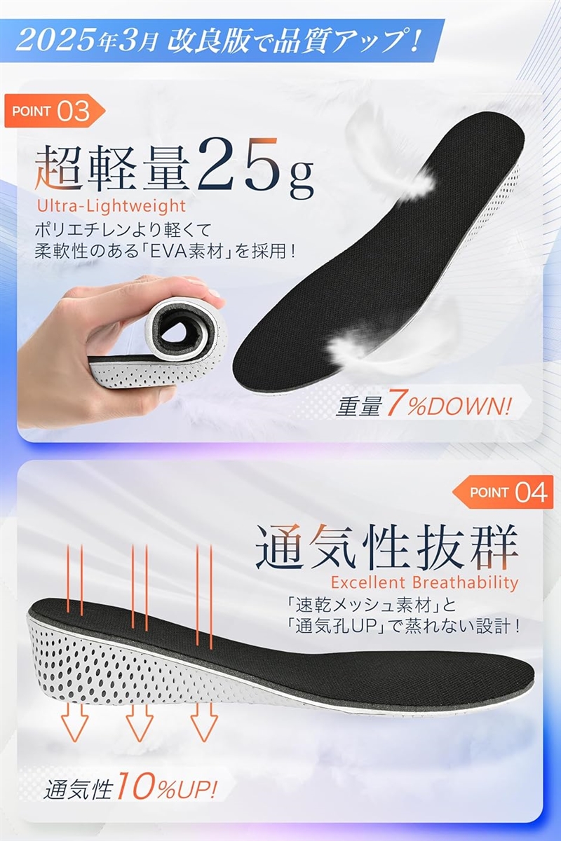 シークレットインソール 身長アップ 低反発 中...の詳細画像3