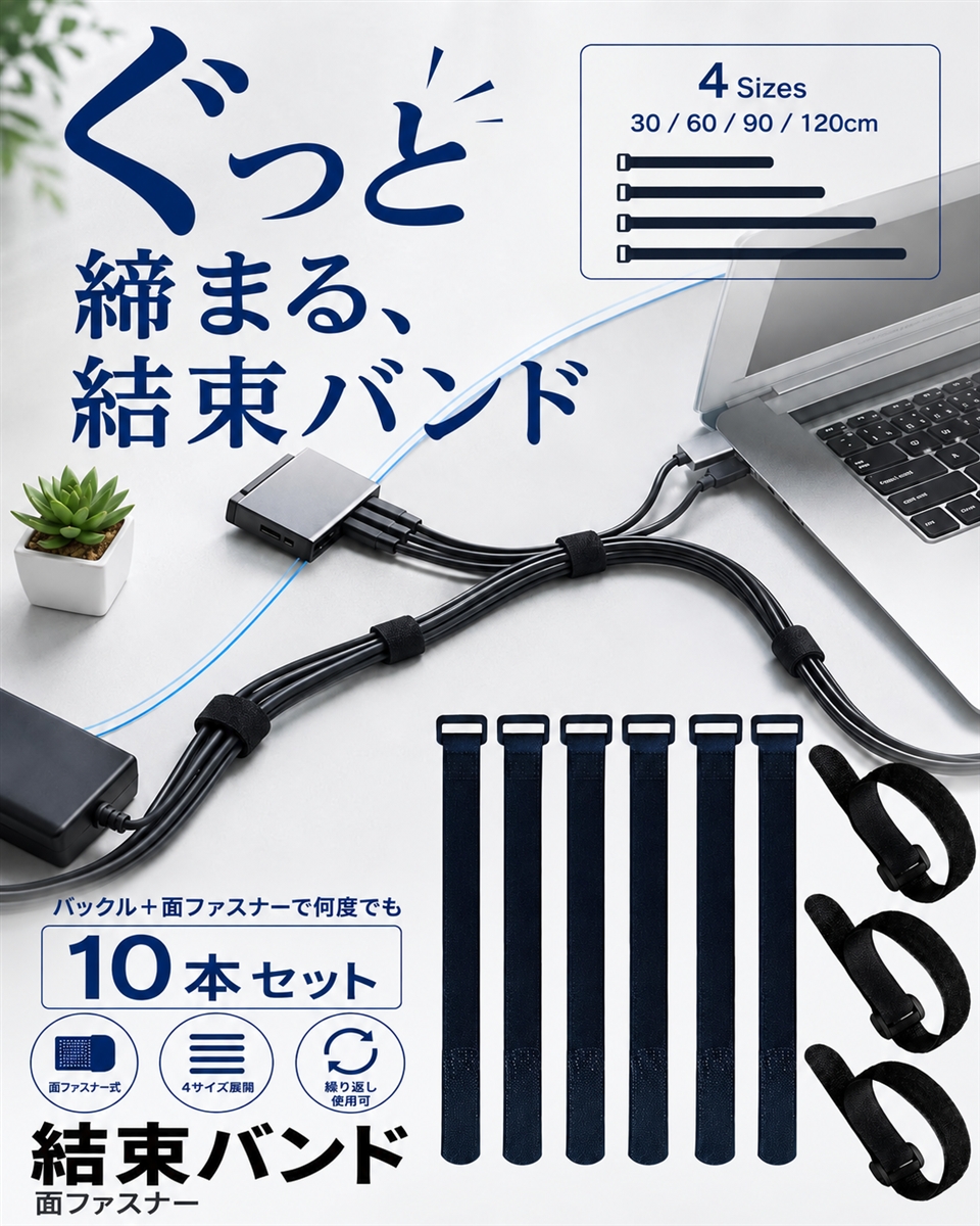 結束バンド ゴムバンド 荷締めベルト 固定バン...の詳細画像2