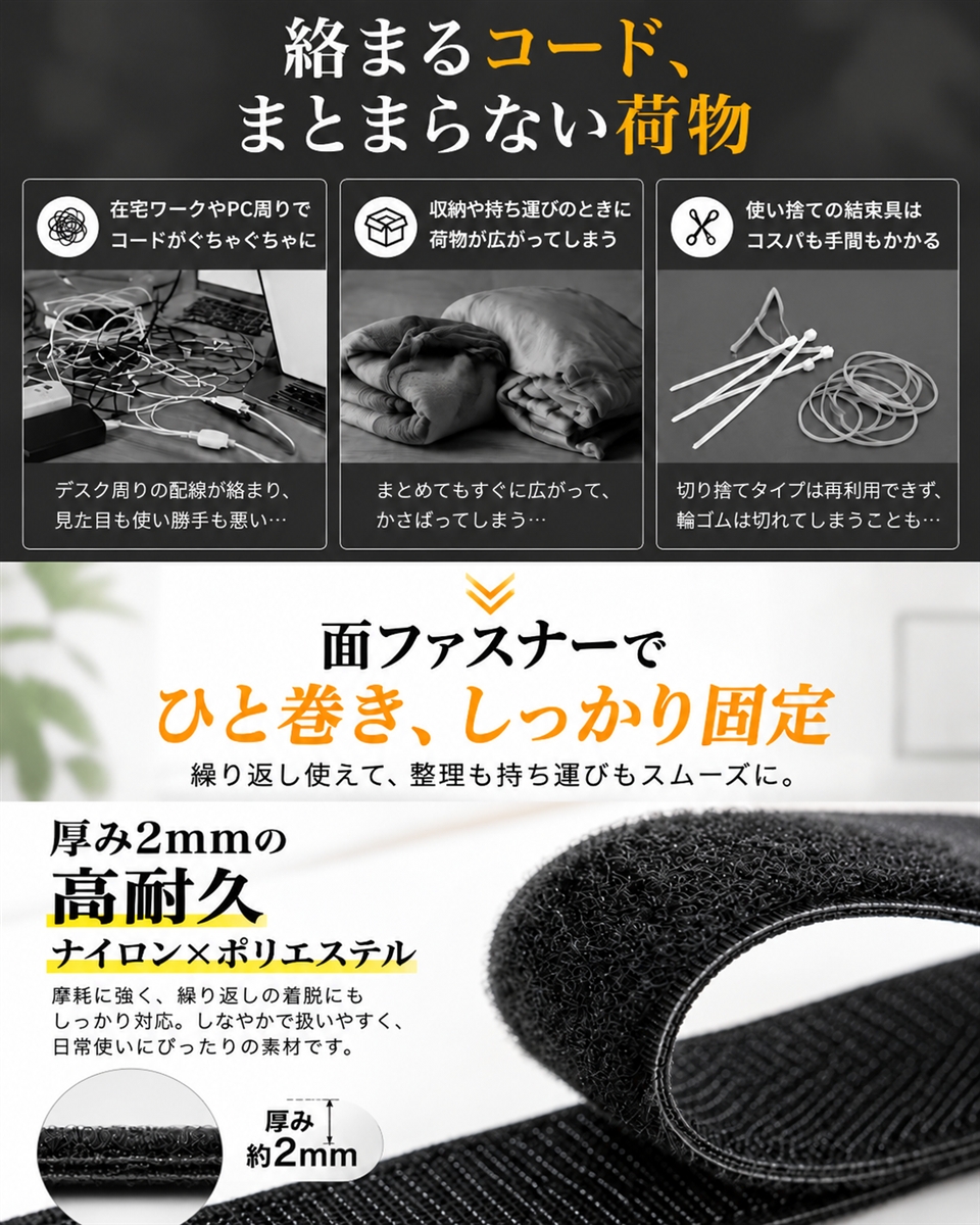 結束バンド ゴムバンド 荷締めベルト 固定バン...の詳細画像4