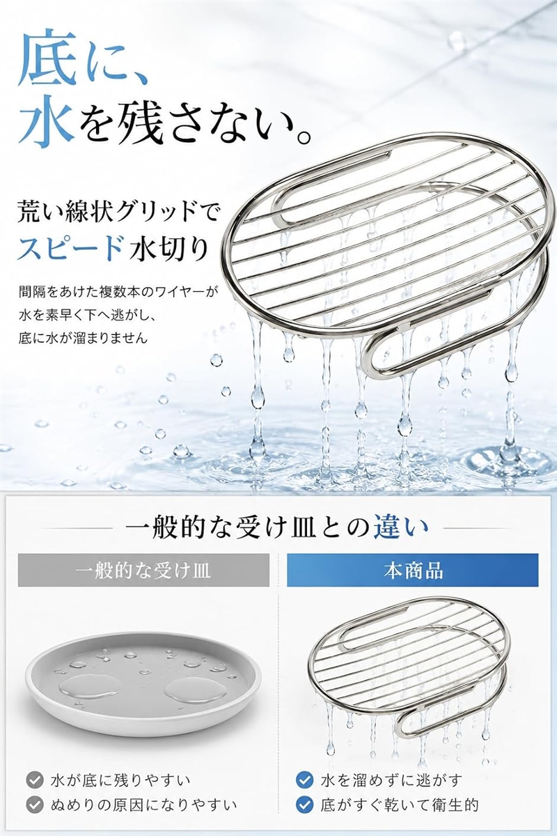 石鹸置き ソープディッシュ ステンレス 水切り...の詳細画像5