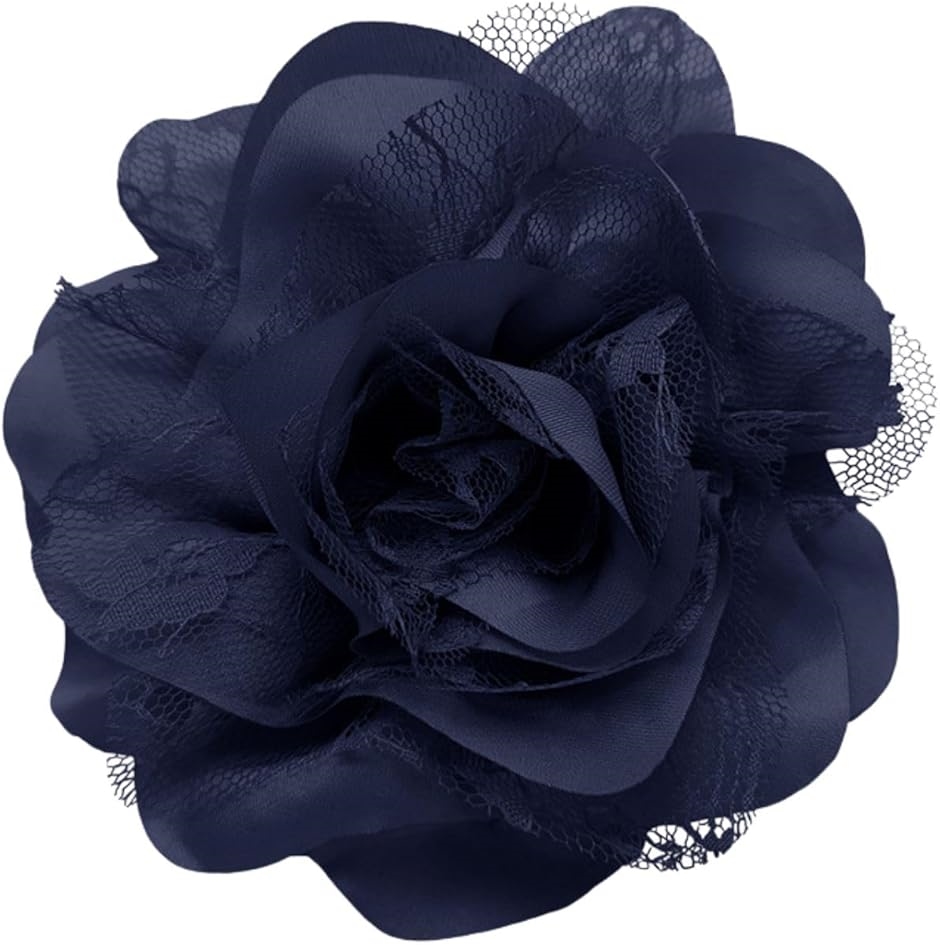 ティグロス コサージュ 花 フラワー 飾り 大きめ ブローチ 卒業式 入学式 セレモニー フォーマル ジャケット スーツ(ネイビー)