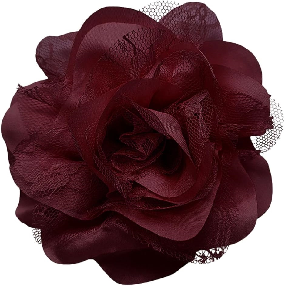 ティグロス コサージュ 花 フラワー 飾り 大きめ ブローチ 卒業式 入学式 セレモニー フォーマル ジャケット スーツ(ボルドー)