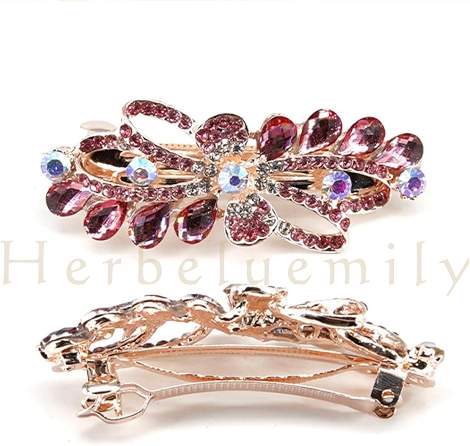 バレッタ ビジュー ストーン 金具 髪留め ヘアクリップ おしゃれ 大人