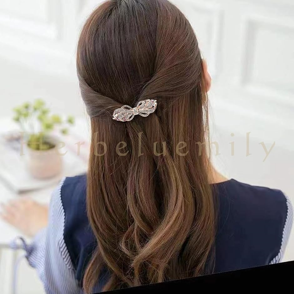 バレッタ ビジュー ストーン 金具 髪留め ヘアクリップ おしゃれ 大人
