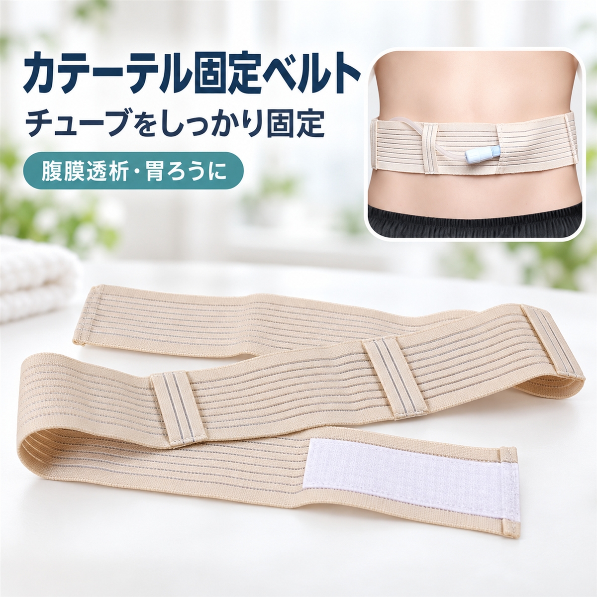 腹膜透析用ベルト 用品 便利グッズ 2本セット 83-100cm MDM (ベージュ