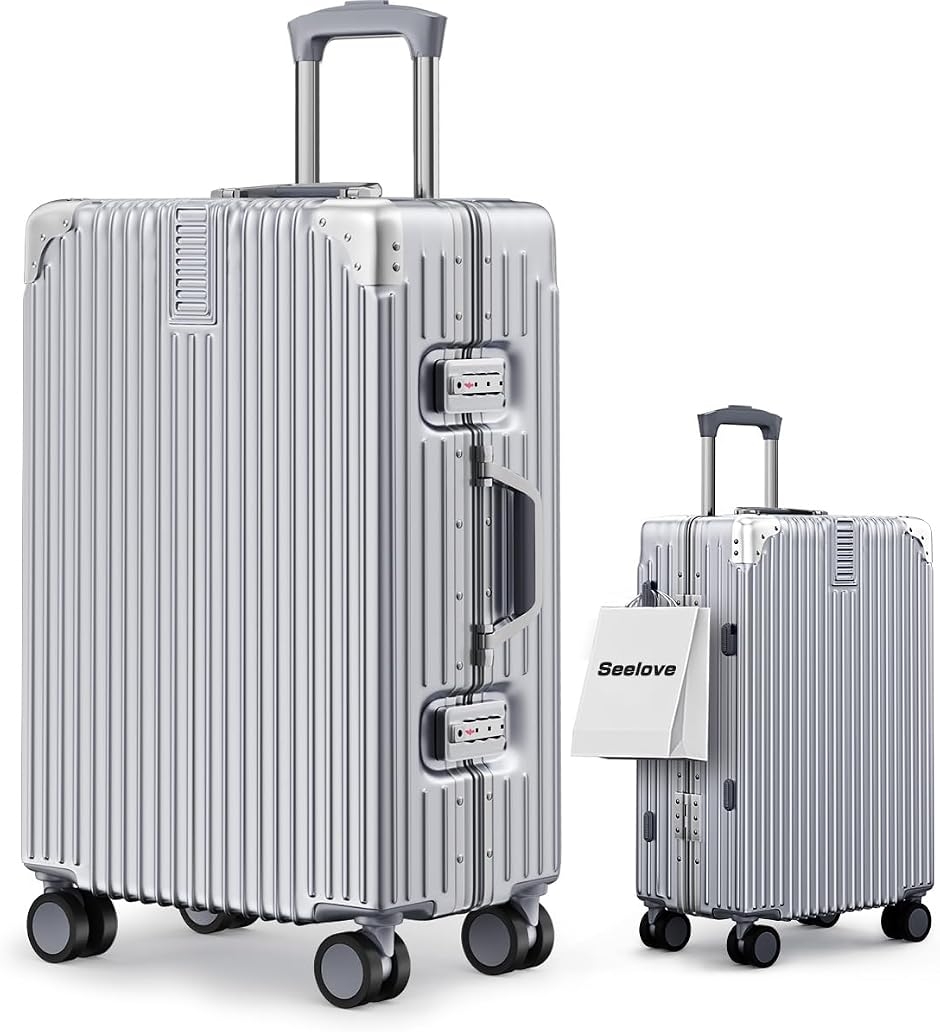 ブランド登録なし - 旅行バッグ 持ちはこび容れもの 機内持ち込み 耐衝撃 MDM (a.しろがね色,  L大きさ（7〜10泊 長日月旅する/78L）(70x45x27珊)) スーツケース、キャリーバッグ-スーツケースカバー
