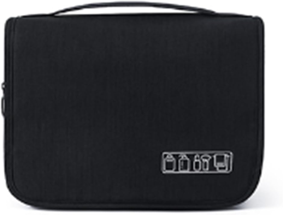 トラベルポーチ 吊り下げ 大容量 トイレタリーバッグ 洗面用具 防水 旅行用ポーチ トラベルバッグ 旅行グッズ フック付き(ブラック)