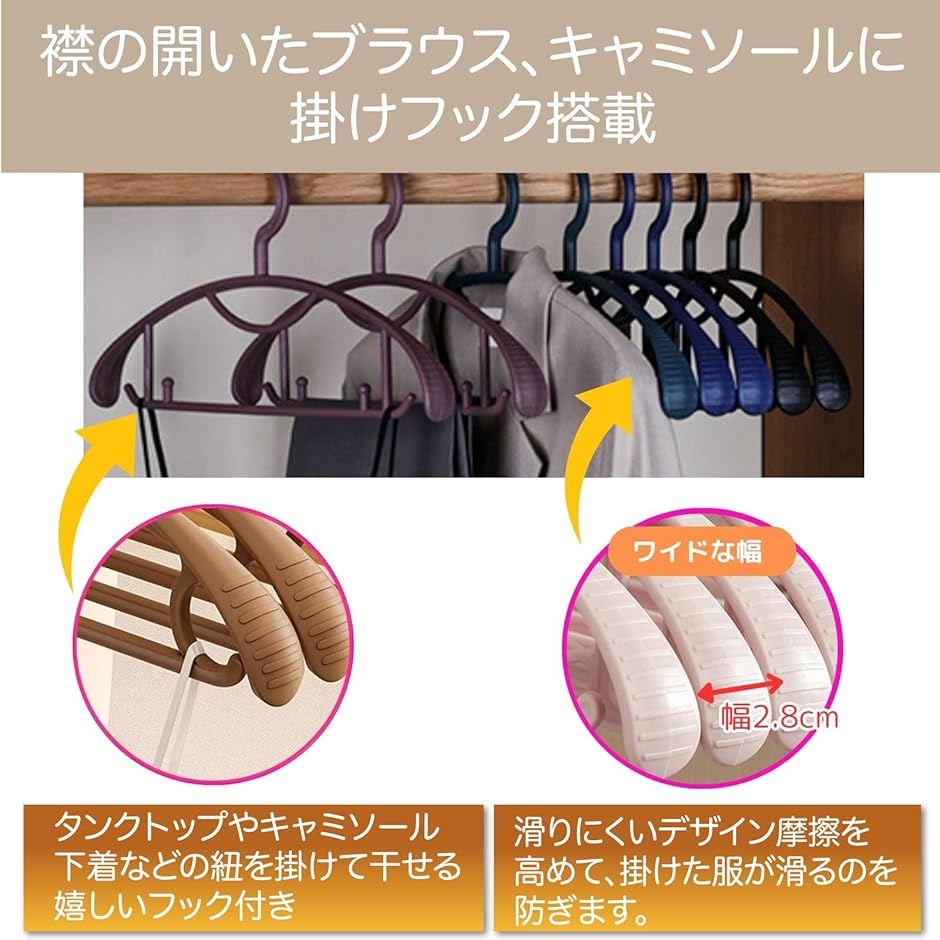 ハンガー 洗濯物 10本セット 幅広 型崩れ かたくずれ 防止 衣類用