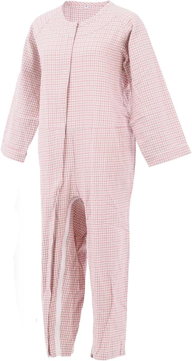 理学療法士監修介護パジャマ 介護つなぎパジャマ 通年用 柔らかく肌ざわり優しい生地 介護用パジャマ おむついじり防止(ピンク,  S)