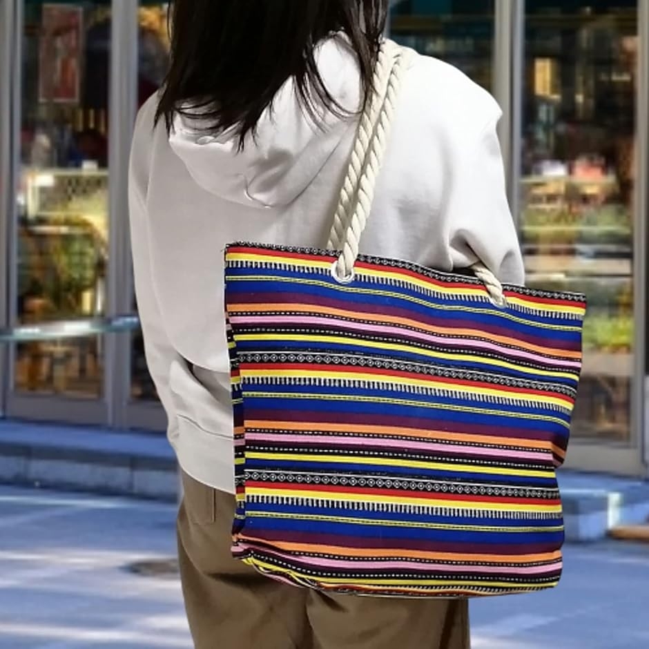 エスニック柄 トートバッグ レディース 大容量 キャンバス ロープ