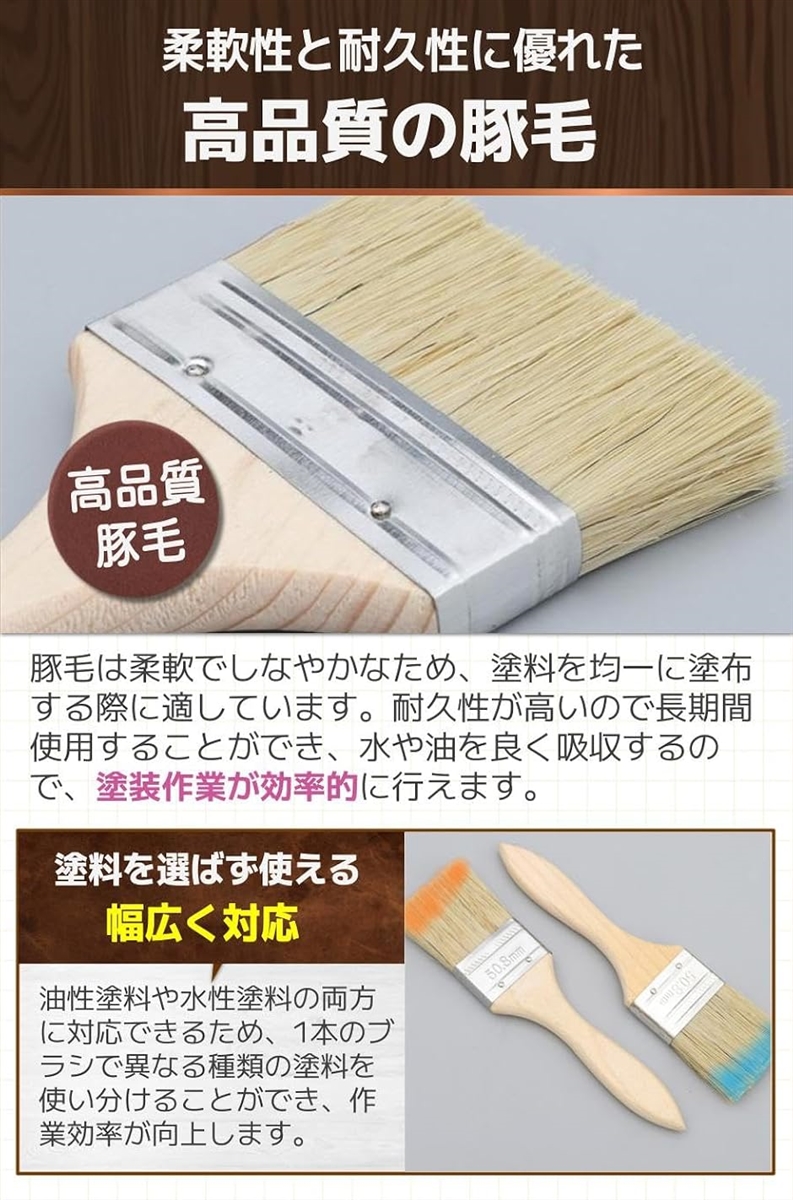 刷毛 ハケ 塗装 はけ ペンキ ペイント 豚毛...の詳細画像3