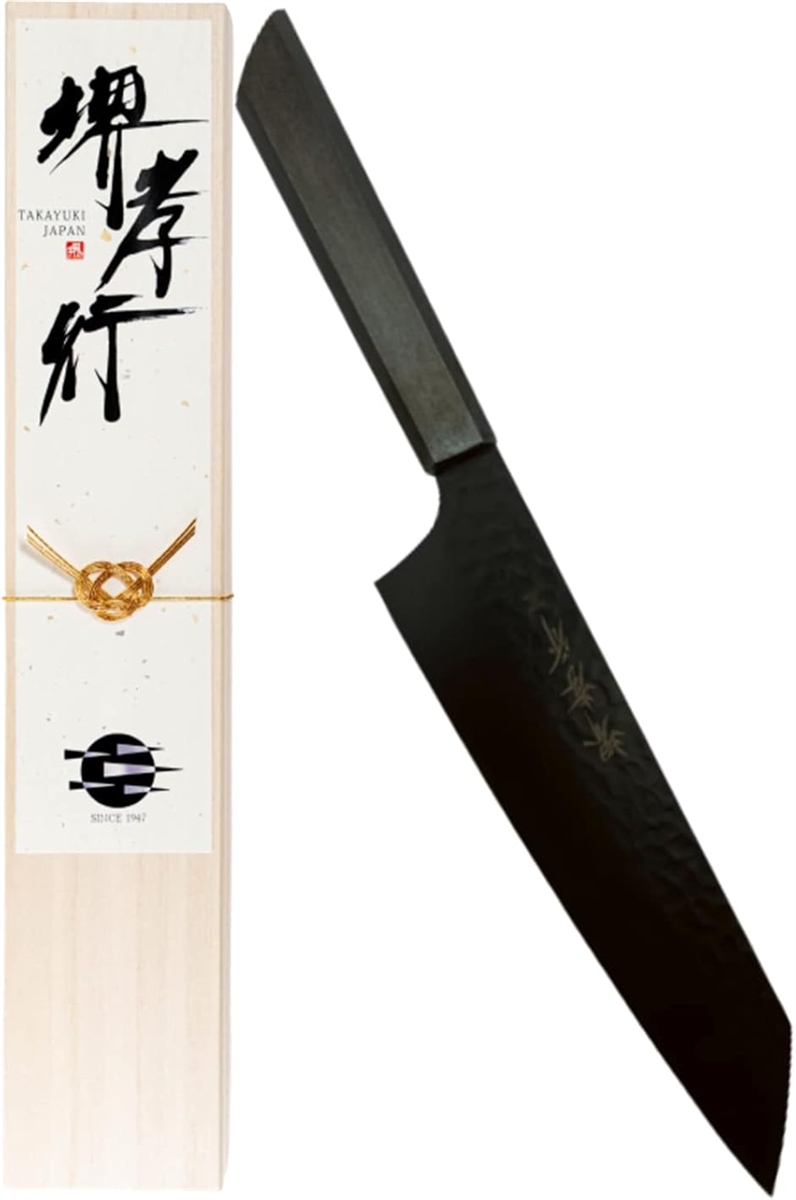 堺孝行 プロの料理人が愛用する包丁ブランド 朗黒 剣型 牛刀 190mm V金