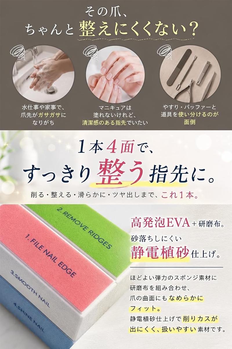 爪磨き 艶出し ネイルファイル スポンジ 爪やすり ネイルバッファー 10