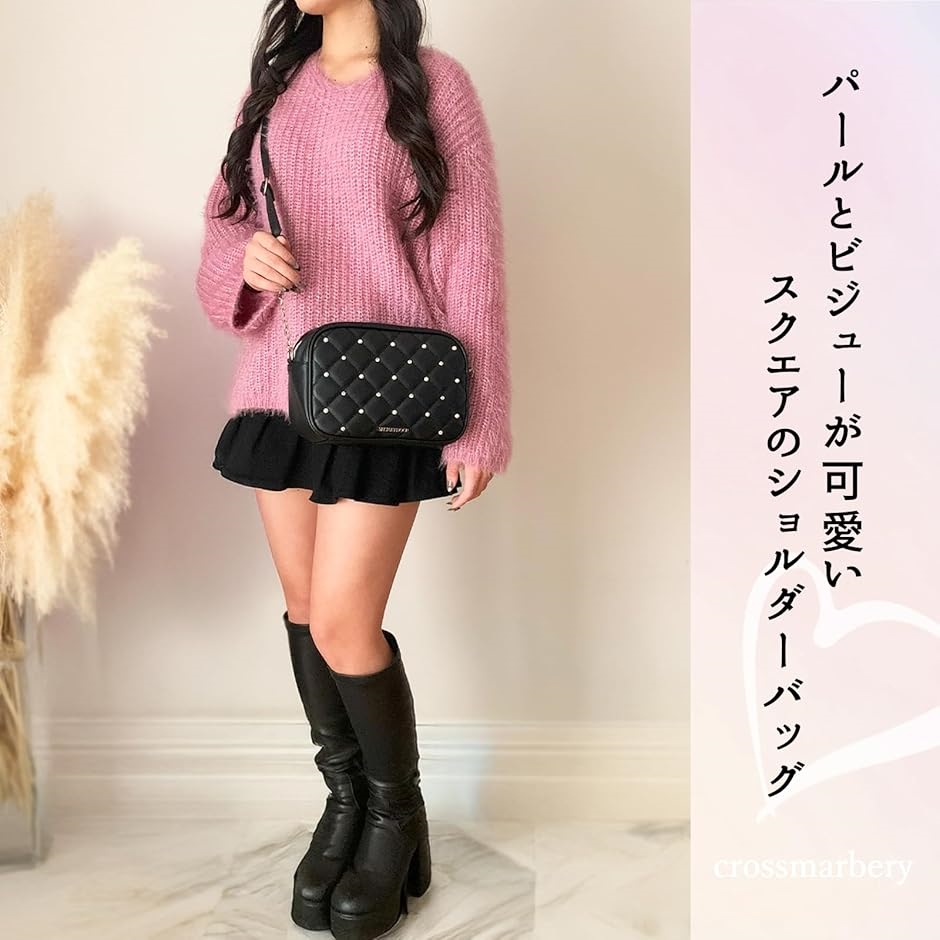 ビジューパール キルティング ショルダーバッグ 斜めがけ 小さめ 大人 