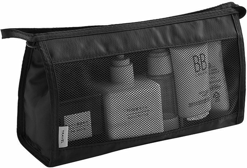 トラベルポーチ 旅行用 出張 収納ポーチ トイレタリーバッグ 洗面用具 小物入れ 立てたまま収納可能 トラベルバッグ MDM(Black)