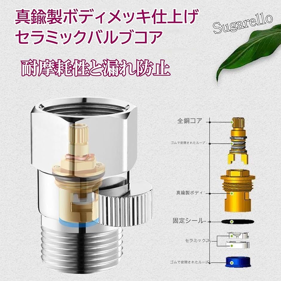 止水弁 止水栓 G1/2 ワンタッチ 止水アダプター シャワーヘッドバルブ