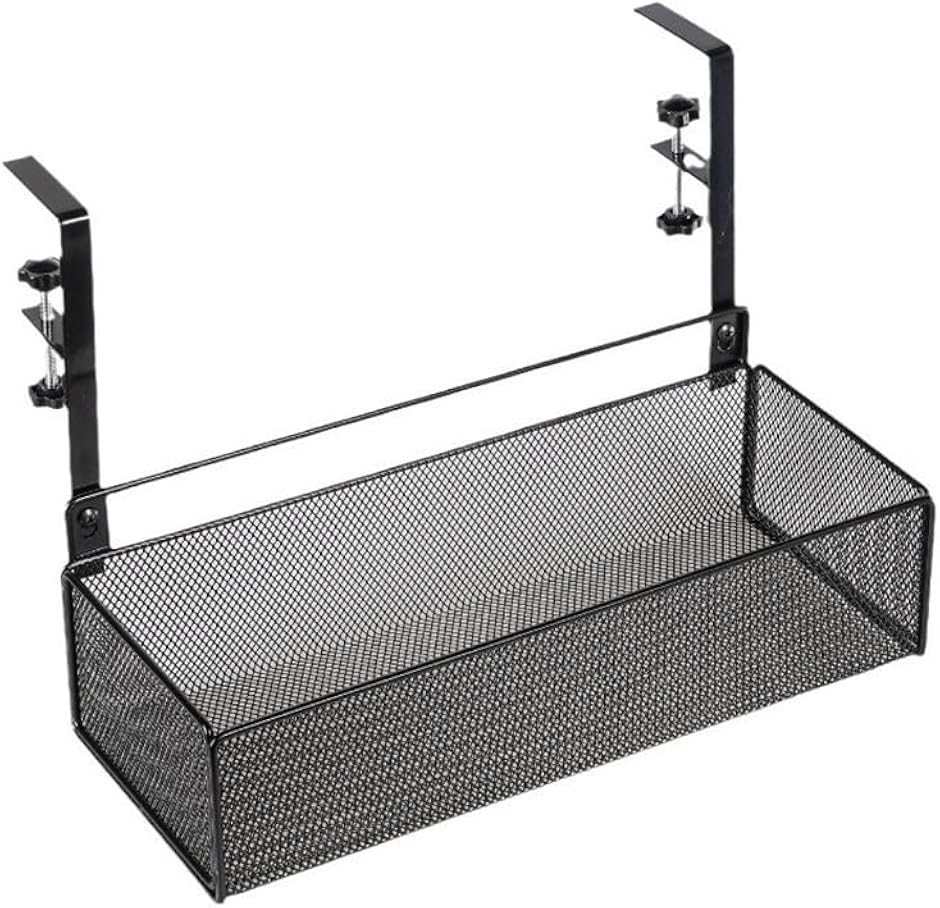 デスクサイドラック デスク周り テーブル下 ダイニング 配線収納 コード収納 小物 文具(ブラック)