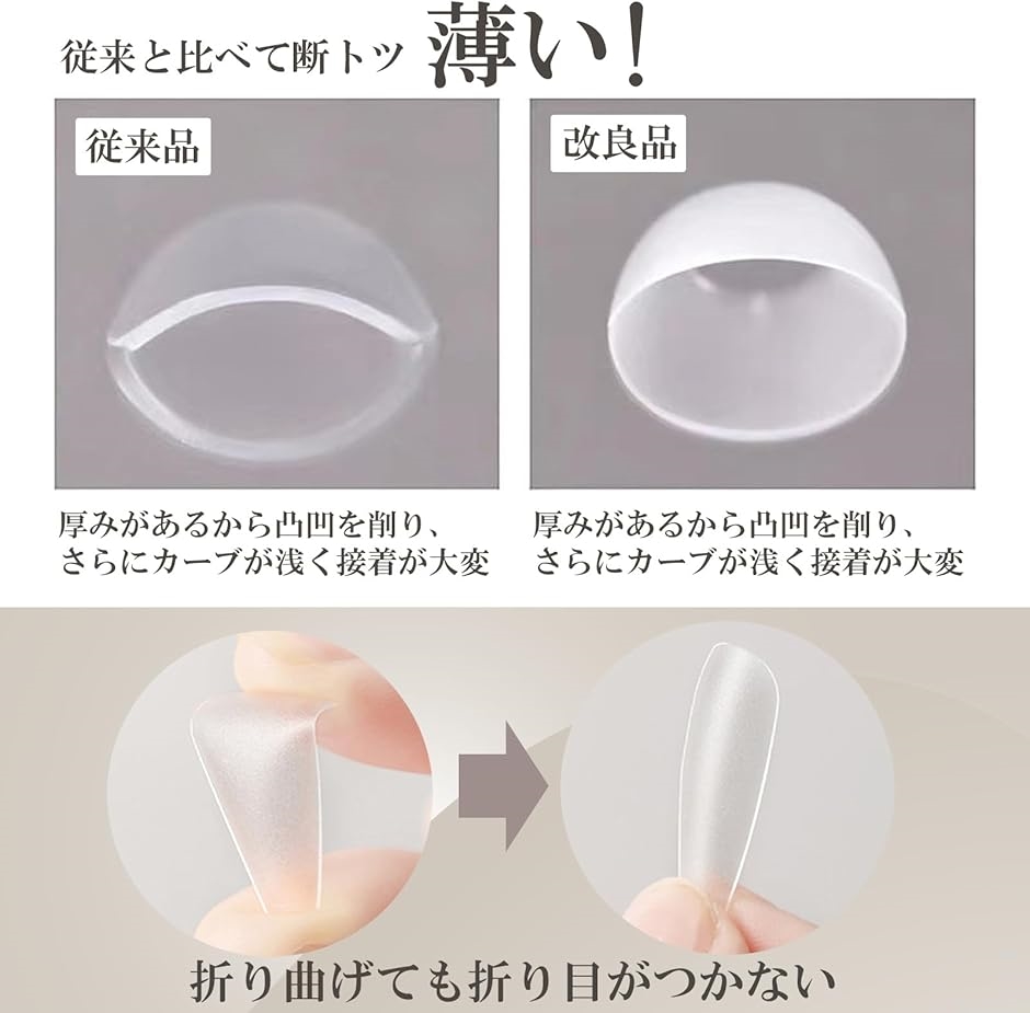 根元極薄タイプ ネイルチップ ショート オーバ...の詳細画像4