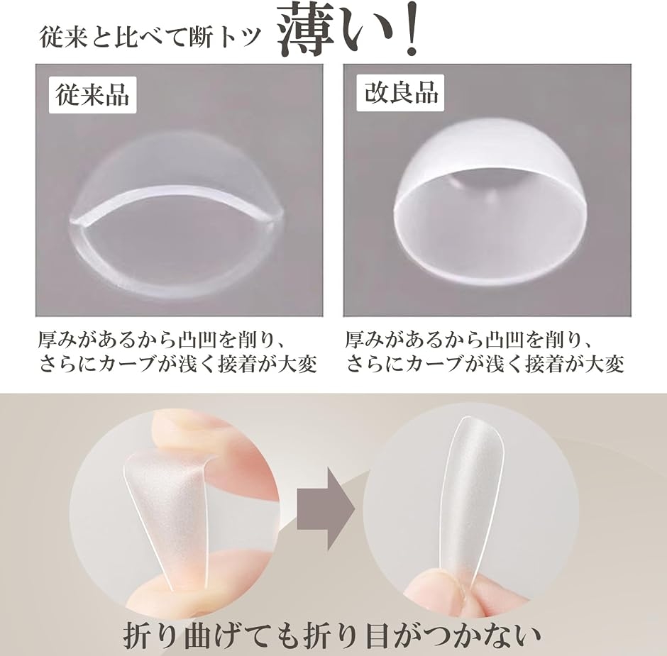 根元極薄タイプ ネイルチップ ロング ポイント...の詳細画像4