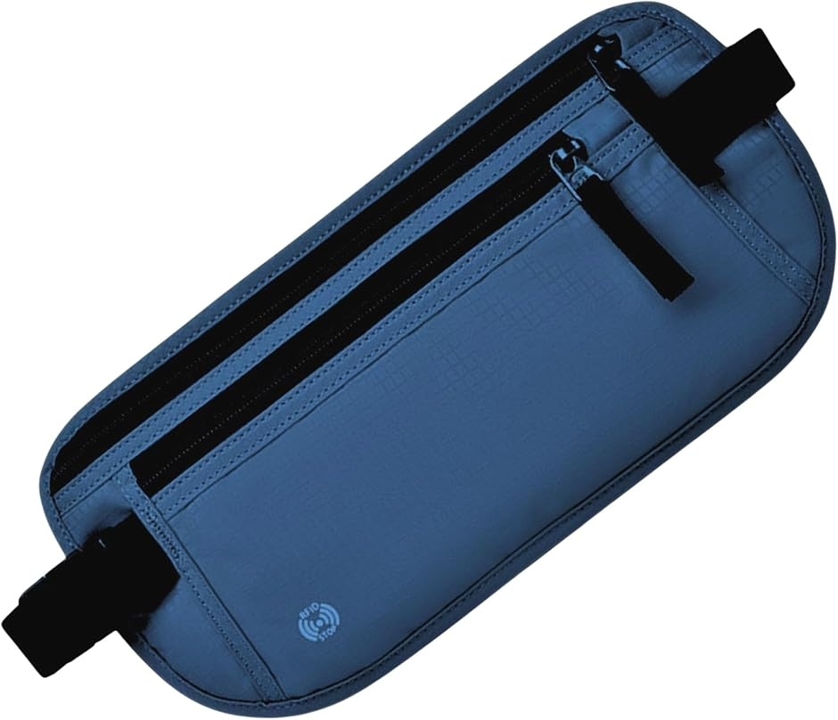 こもれび屋セキュリティポーチ パスポートケース ウエストポーチ RFID スキミング防止 OD19 (ブルー,  28cmx14cm)