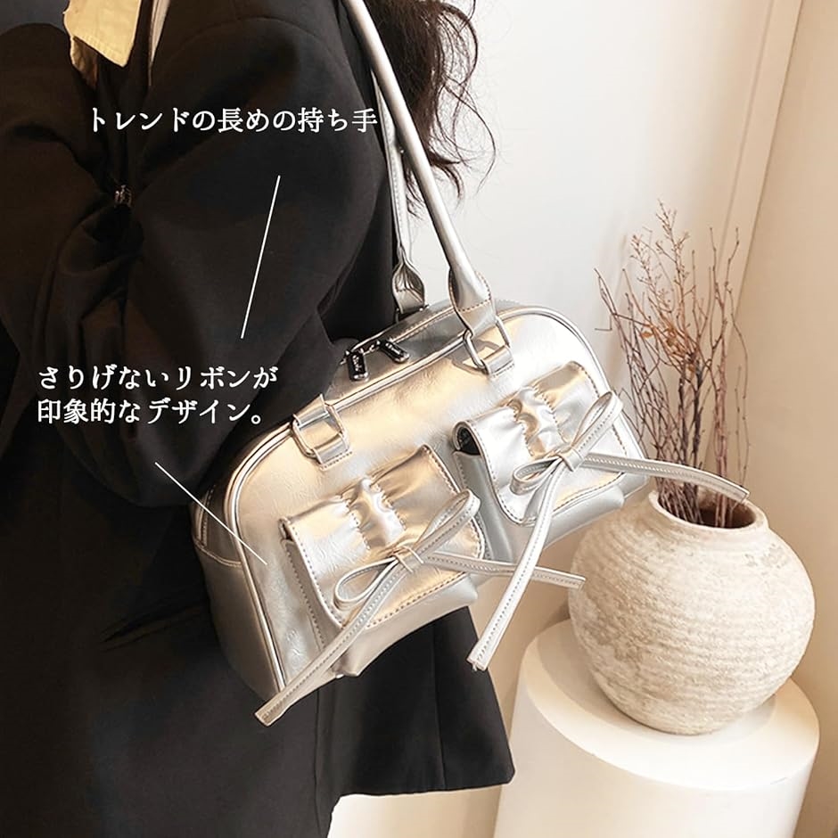 横長バッグ リボンバッグ ボストンバッグ ハンドバッグ 肩掛けバッグ
