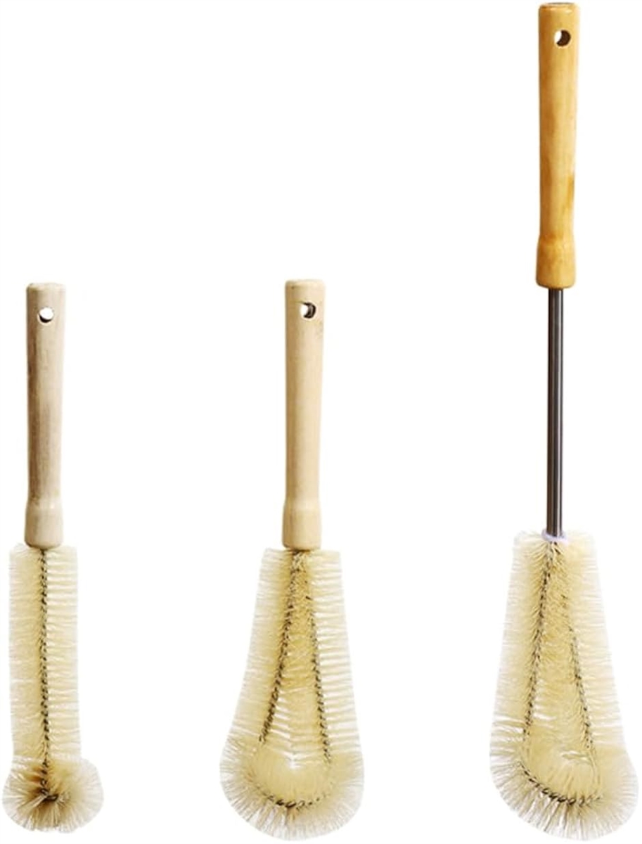 長柄 ボトルブラシ フック付き 360度植毛 冷水筒・ポット洗いブラシ ティーポット 洗浄 MDM(木目調,  SJPY MJPY L)