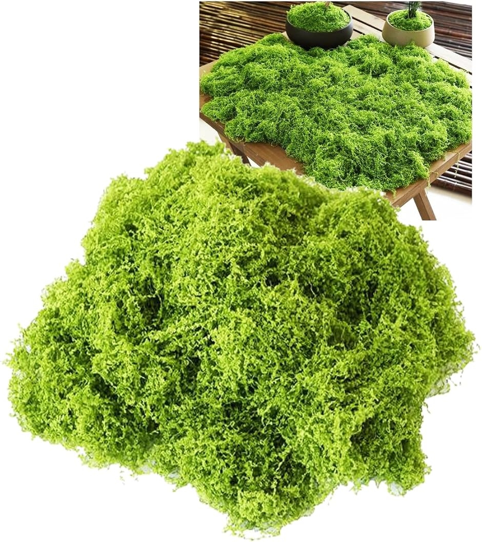 フェイク！中型盆栽 苔と土の植え込みの鉢 人工苔 100g 盆栽 フェイクモスグリーン 鉢植え 庭園 造花 観葉植物