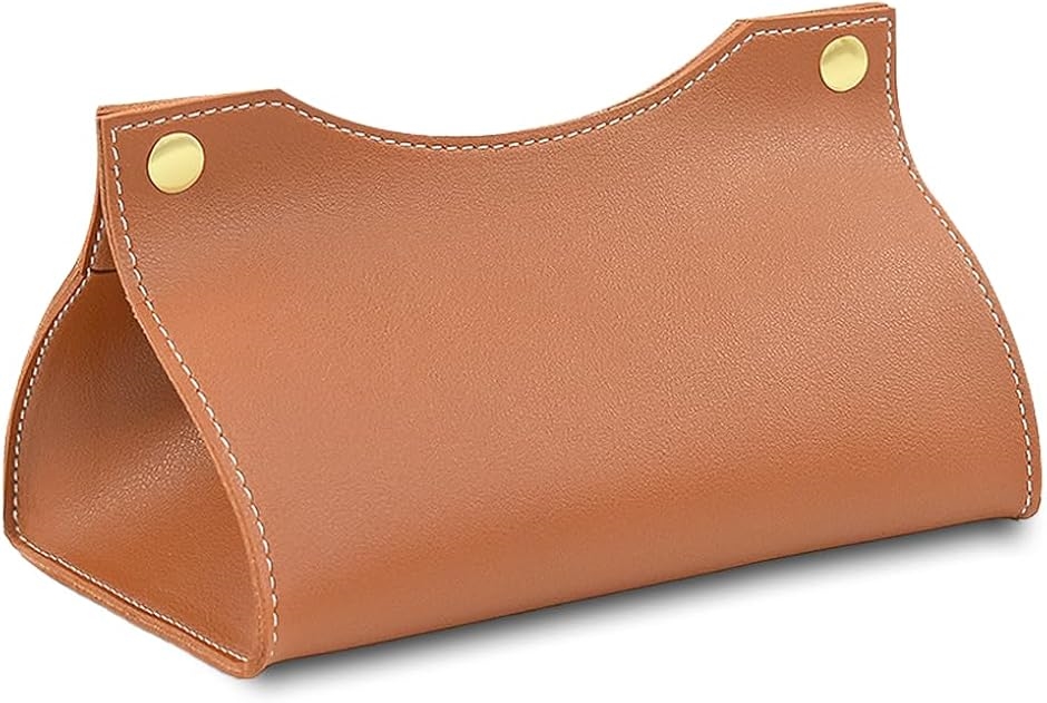 ティッシュケース おしゃれ ティッシュボックス カバー PUレザー(ブラウン,  20x12x12.5cm)