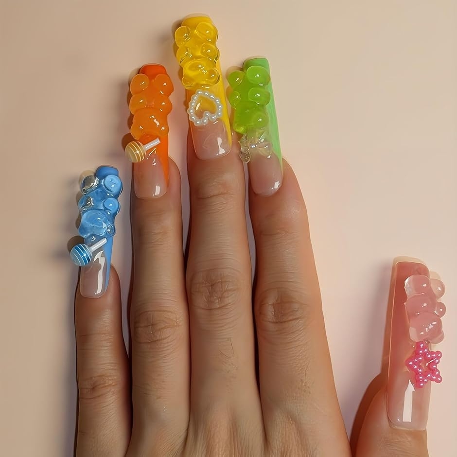 ネイルチップ ギャル 子供 ロング 付け爪 長い 地雷系 可愛い キラキラ