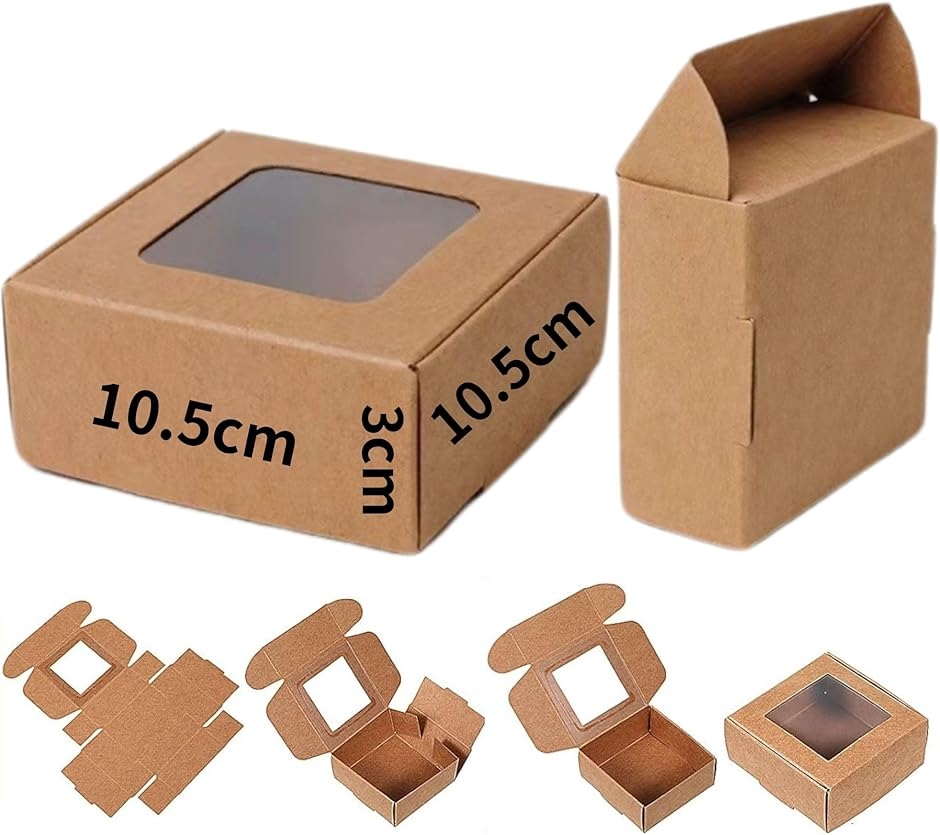 ギフトボックス 25枚 正方形 小 紙 10cm 薄型 ブラウン クラフト紙
