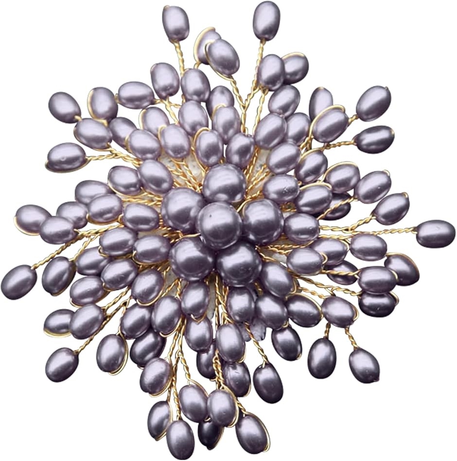 ブローチ パール フラワー コサージュ フォーマル 卒業式 入学式 結婚式 おしゃれ 花 (B flowerグレー,  標準)