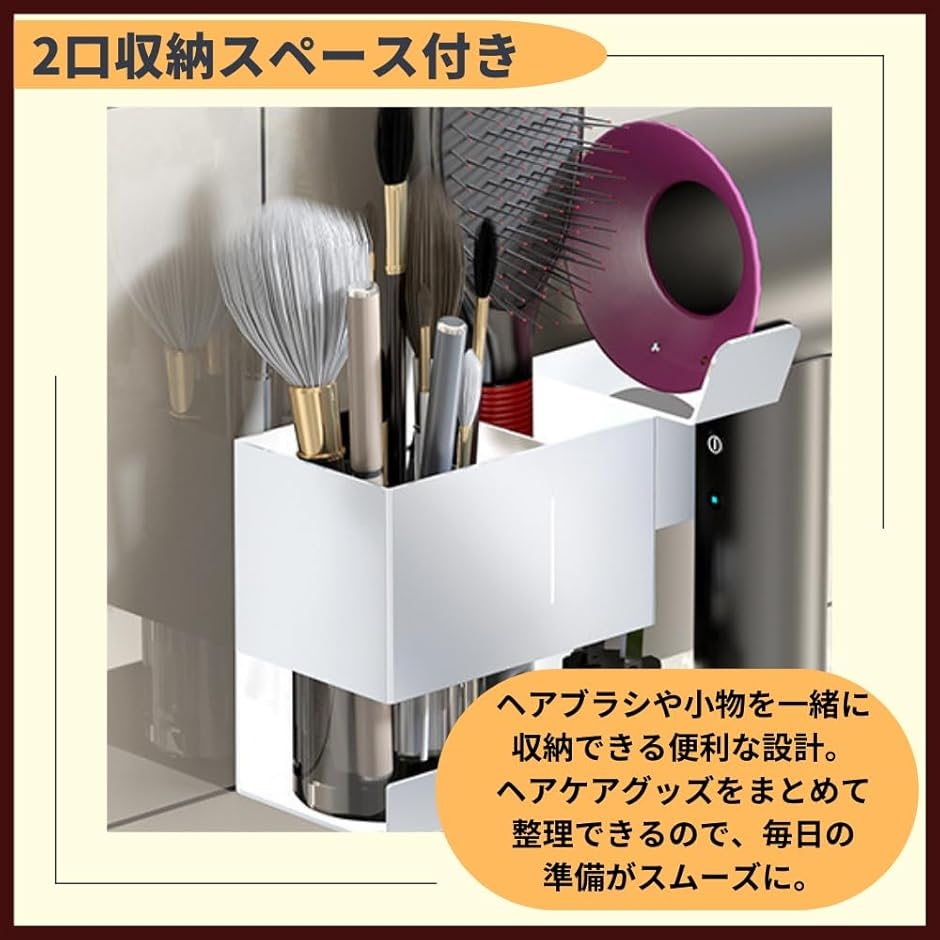 ドライヤーホルダー 収納 壁掛け ヘアアイロン ネジ止め (ブラック