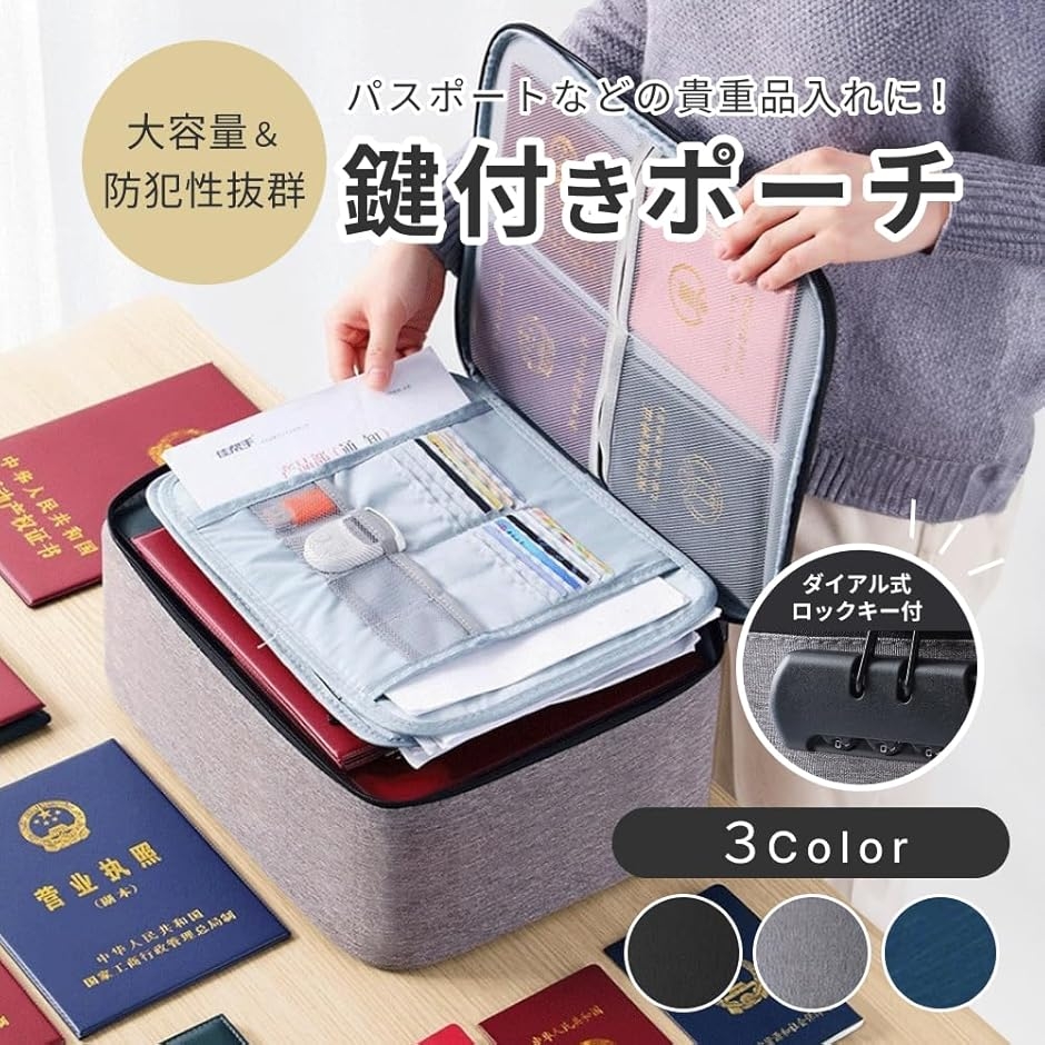 鍵付き ポーチ 鍵付き収納 鍵付きキャビネット 貴重品収納 書類保管