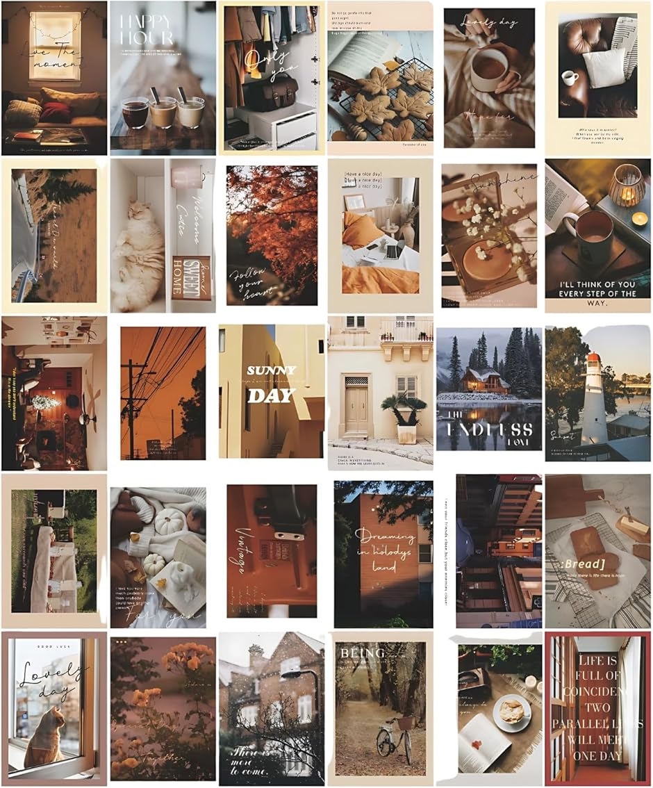 【Yahoo!ランキング1位入賞】ポストカード 30枚セット 北欧 インテリア 部屋飾り (マルチカラー, 14.3cmx9.3cm)