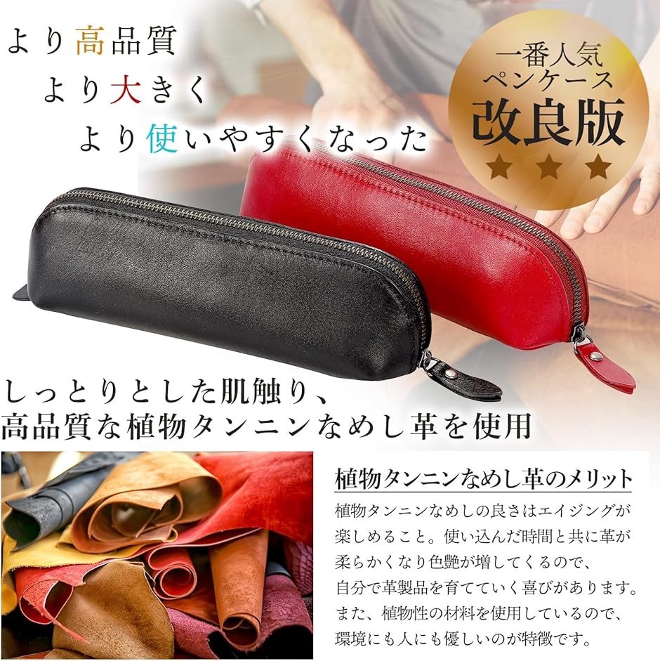 ペンケース More レザーソムリエ監修 植物タンニンなめし 大きめ 三角