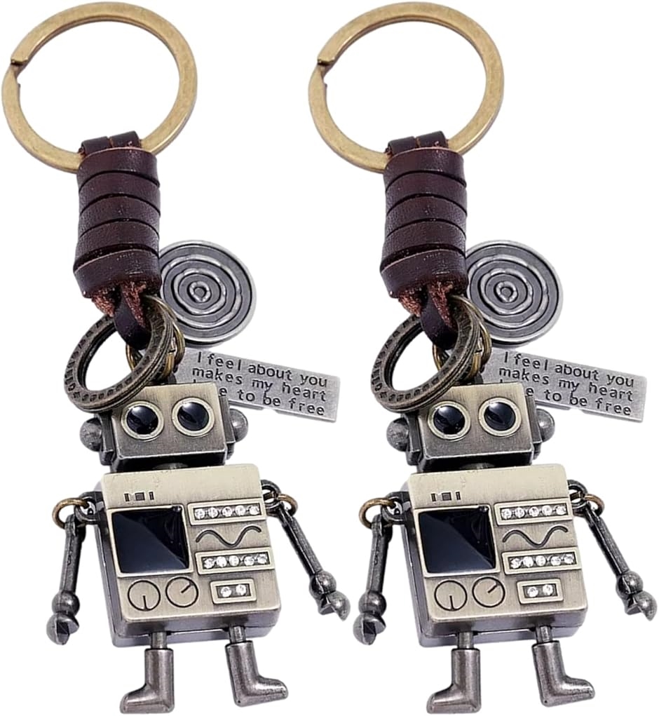 キーホルダー ロボット おしゃれ 可愛い 2個セット 合金 キーリング
