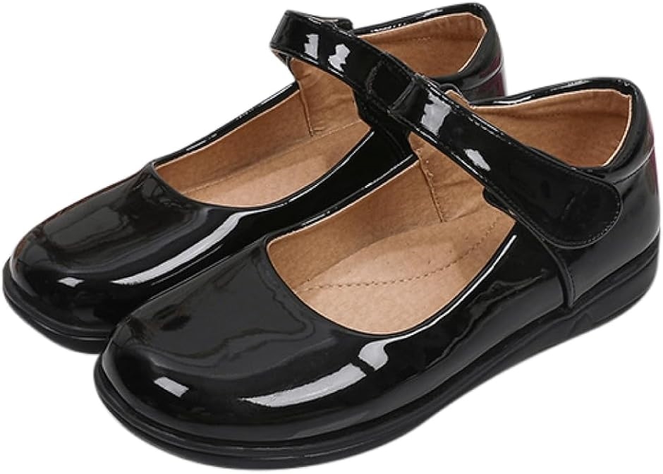 女の子 ドレスシューズ フォーマル ガールズ キッズ 七五三 ピアノ 発表会 結婚式 卒業式 卒園式(ブラック,  23.5 cm)