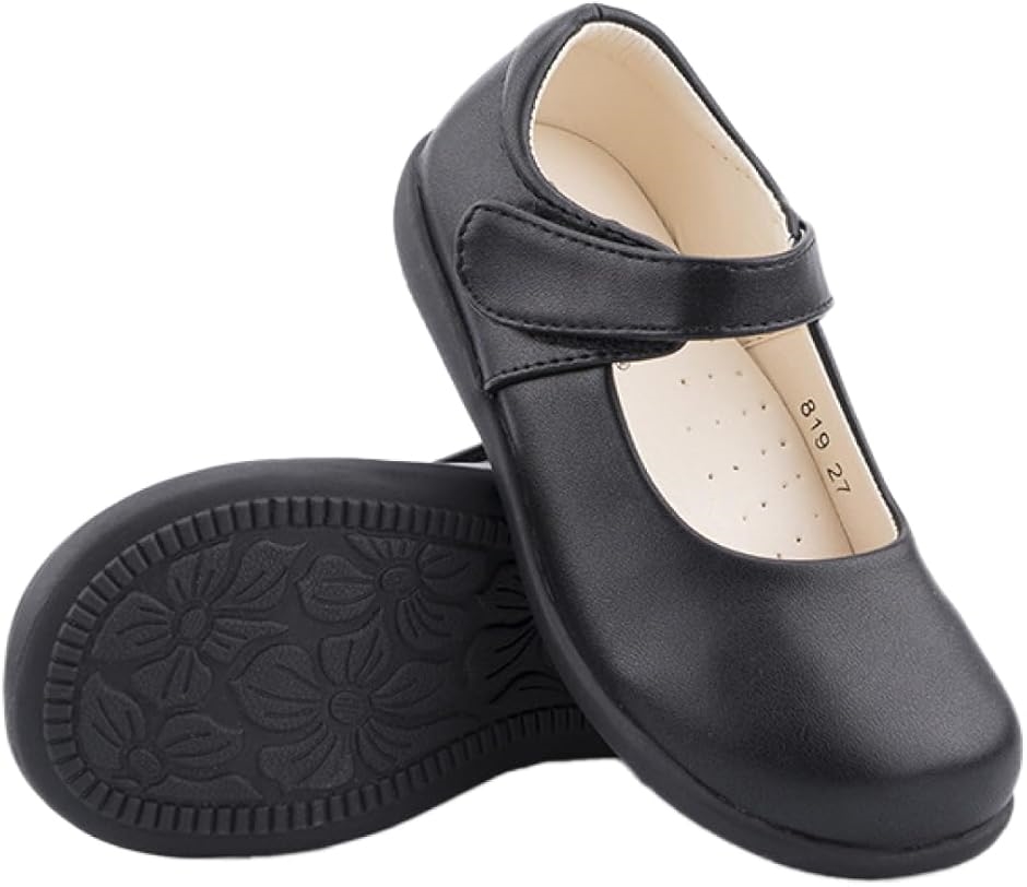 女の子 ドレスシューズ フォーマル ガールズ キッズ 七五三 ピアノ 発表会 結婚式 卒業式(マットブラック,  23.5 cm)