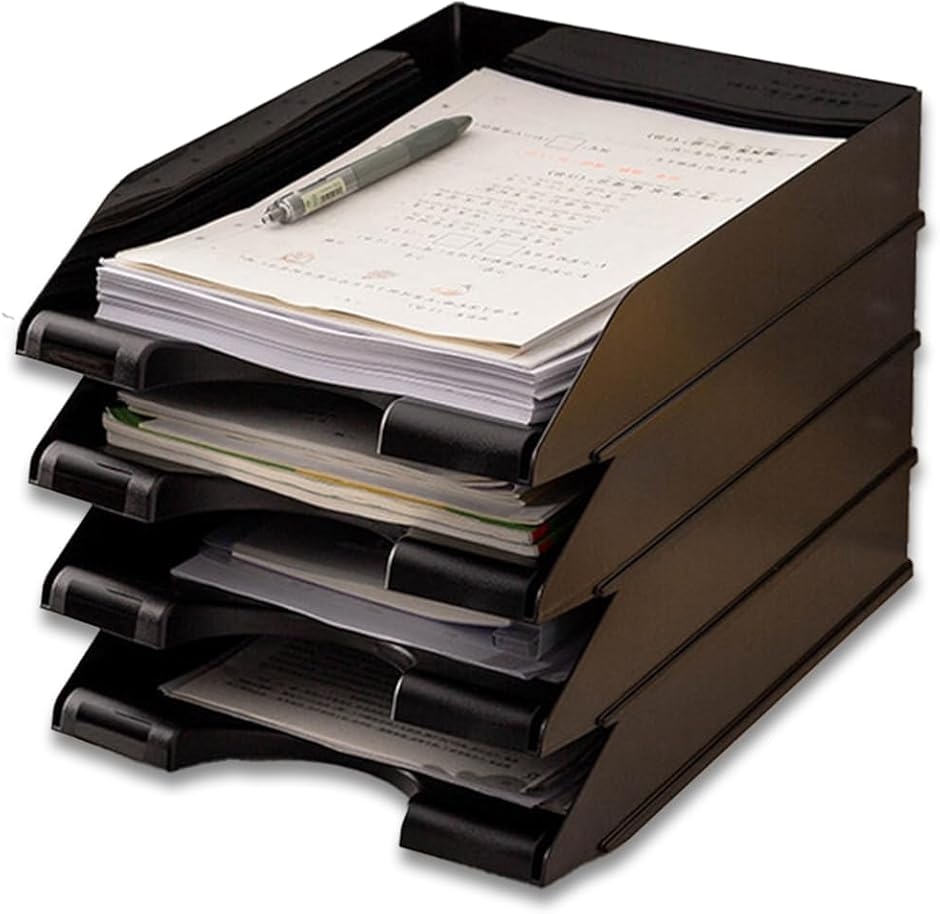 書類トレー a4 書類棚 レターケース 書類ケース 書類入れ レターラック デスクまわり(ブラック)