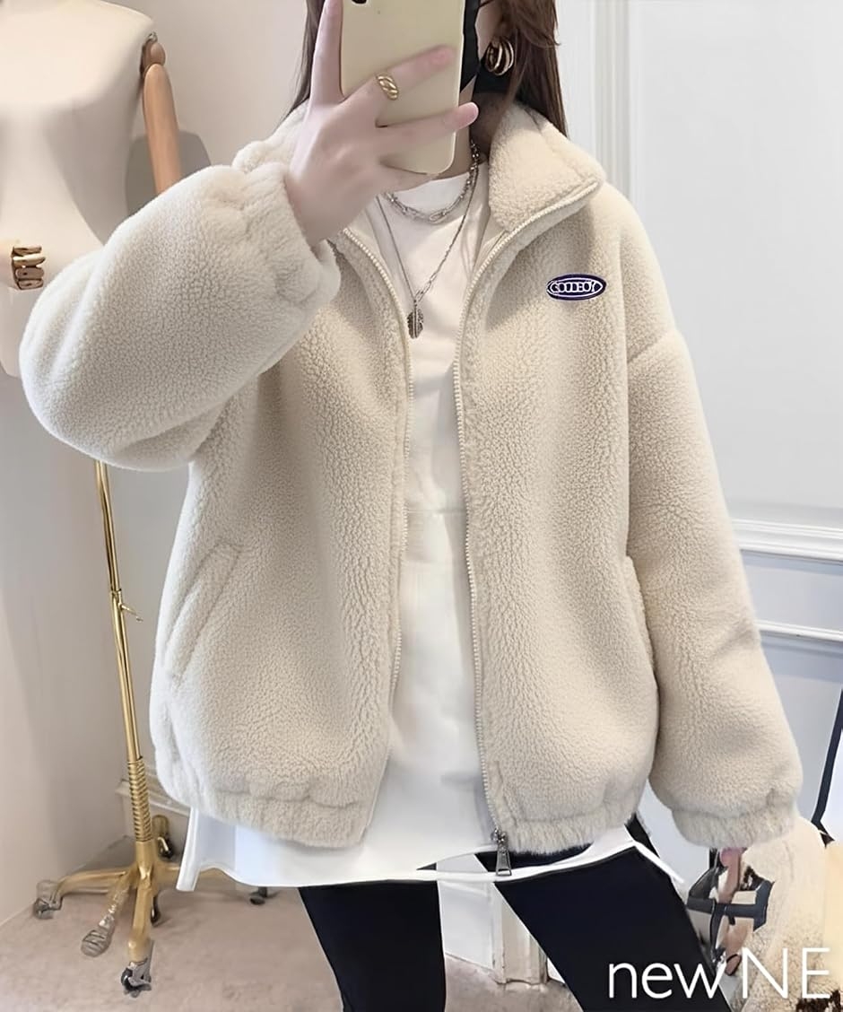 ニューネ 裏地付き ボアジャケット レディース もこもこ ふわふわ