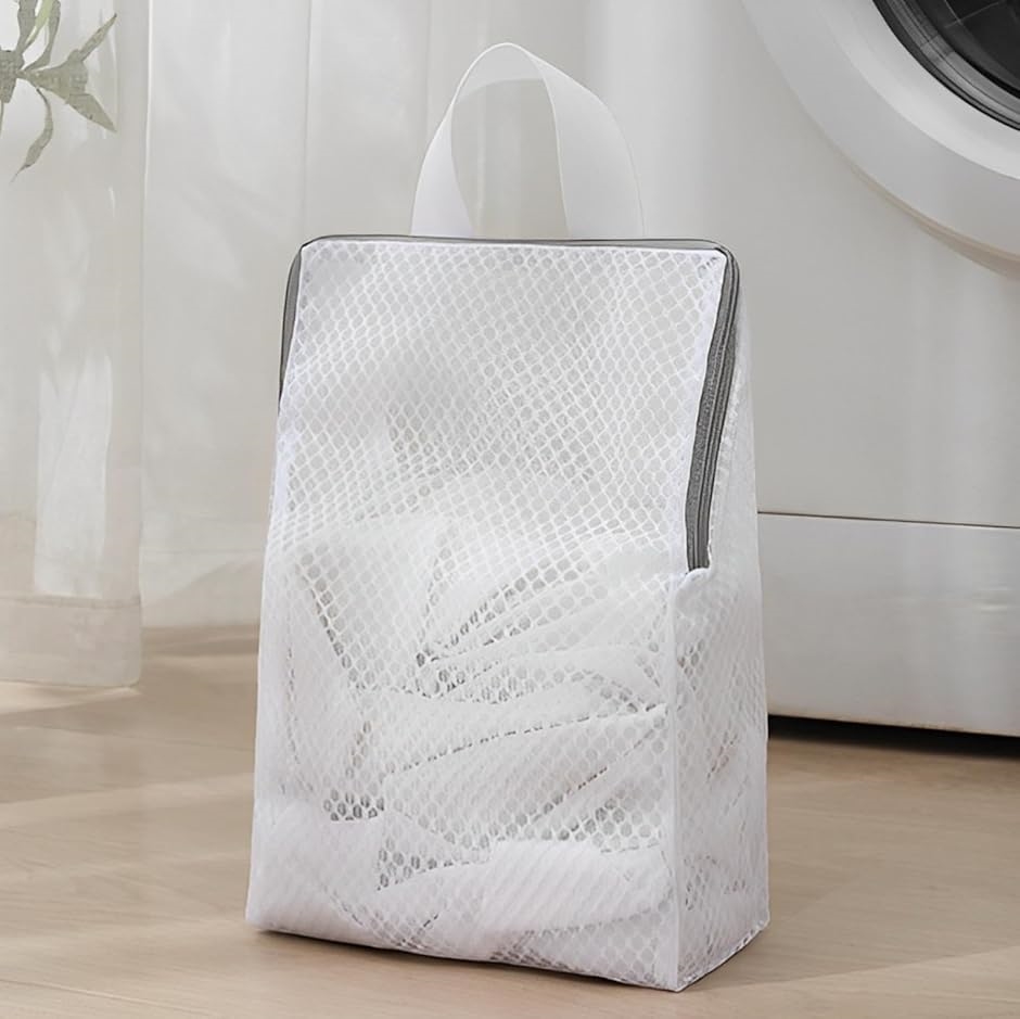 洗濯ネット ランドリーバッグ ランドリーネット メッシュ 自立 靴 下着 ネットバッグ (Sサイズ 20x30x8cm,  中)