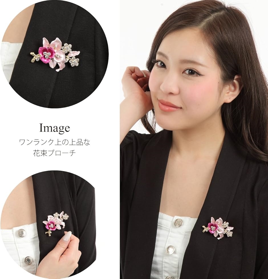 ミャオミャオ キュービックジルコニア 花 フラワー リース リーフ リング ブローチ アクセサリー レディース(パープル,  小さめ) | ブランド登録なし | 01