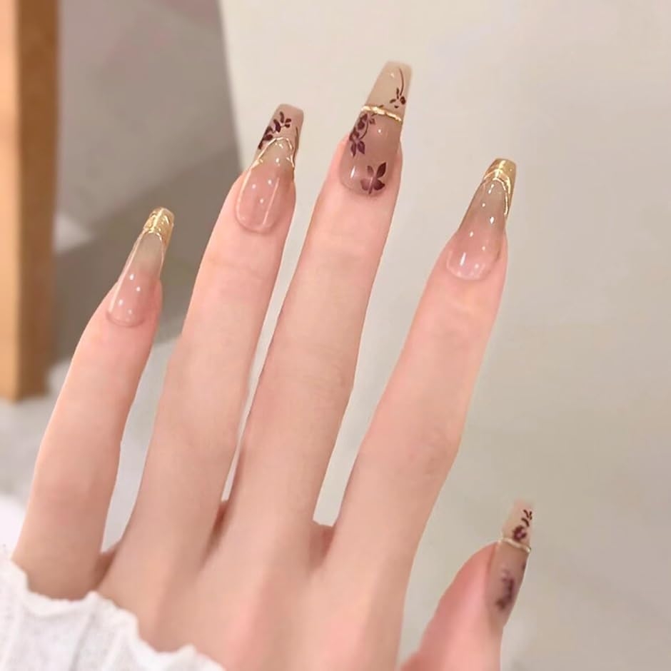 ネイルチップ ロング 24枚 付け爪 可愛い (ピンク, ロング)