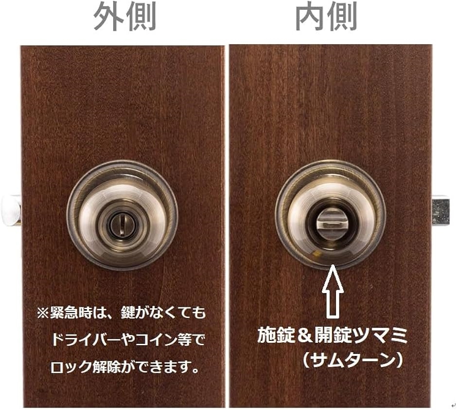 ドアノブ 室内用 握り玉(アンティーク真鍮, ボール型) : REAPRI - 通販