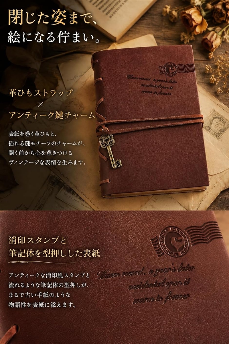 ダイアリー 日記帳 鍵付き おしゃれ かわいい アンティーク レトロ