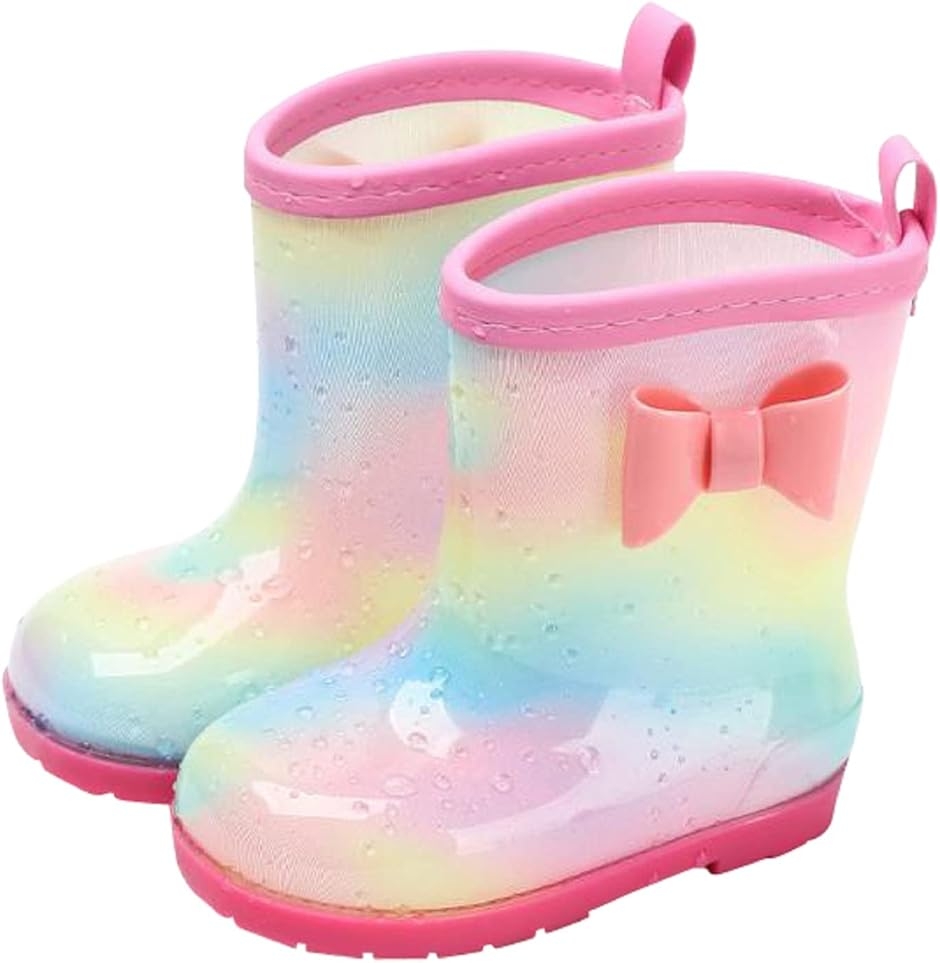 キッズ 長靴 レインブーツ 女の子 かわいい おしゃれ 20.0〜20.5 cm (レインボーピンク,  20.0〜20.5 cm 2E)