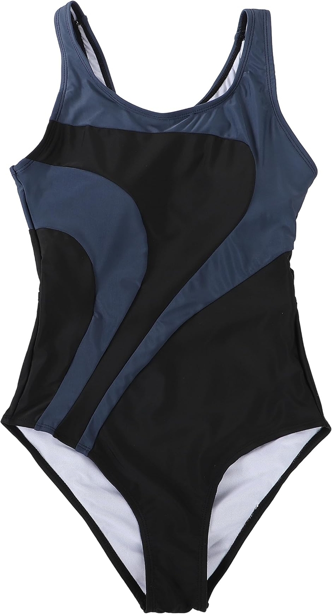 スタンダード スタイリッシュ 競泳 水着 レディース XXL (グレー, 2XL